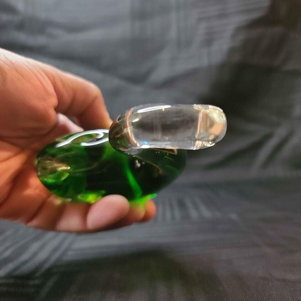 Green Murano Style Glass Swan Paperweight