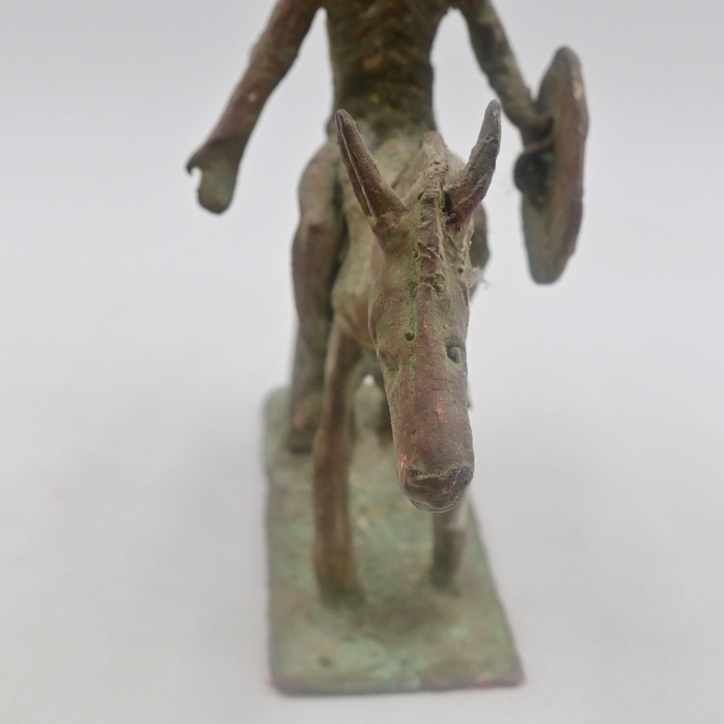 Cast Iron Cowboy On Donkey Statue Vintage Figure