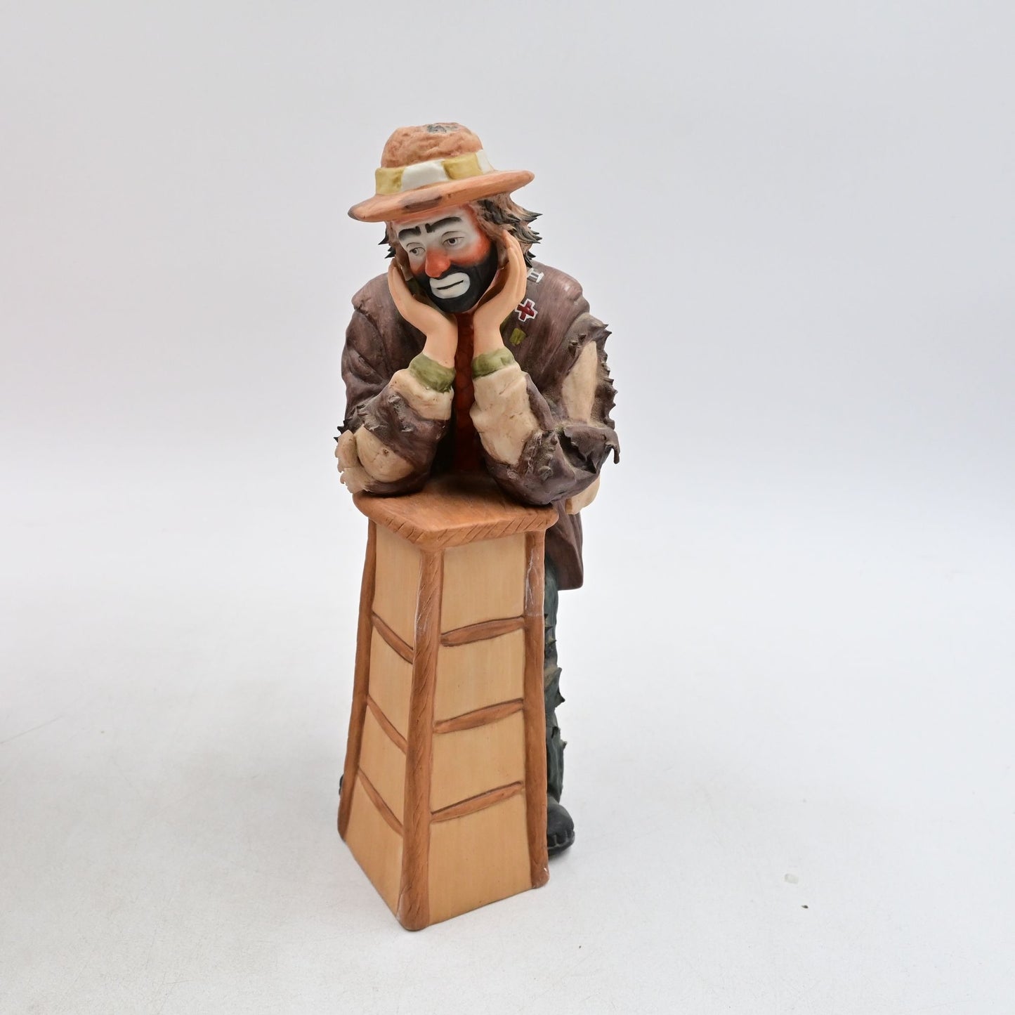Emmett Kelly Jr Flambro Why Me? Clown Resting On Stool Vintage Figure W/ Box
