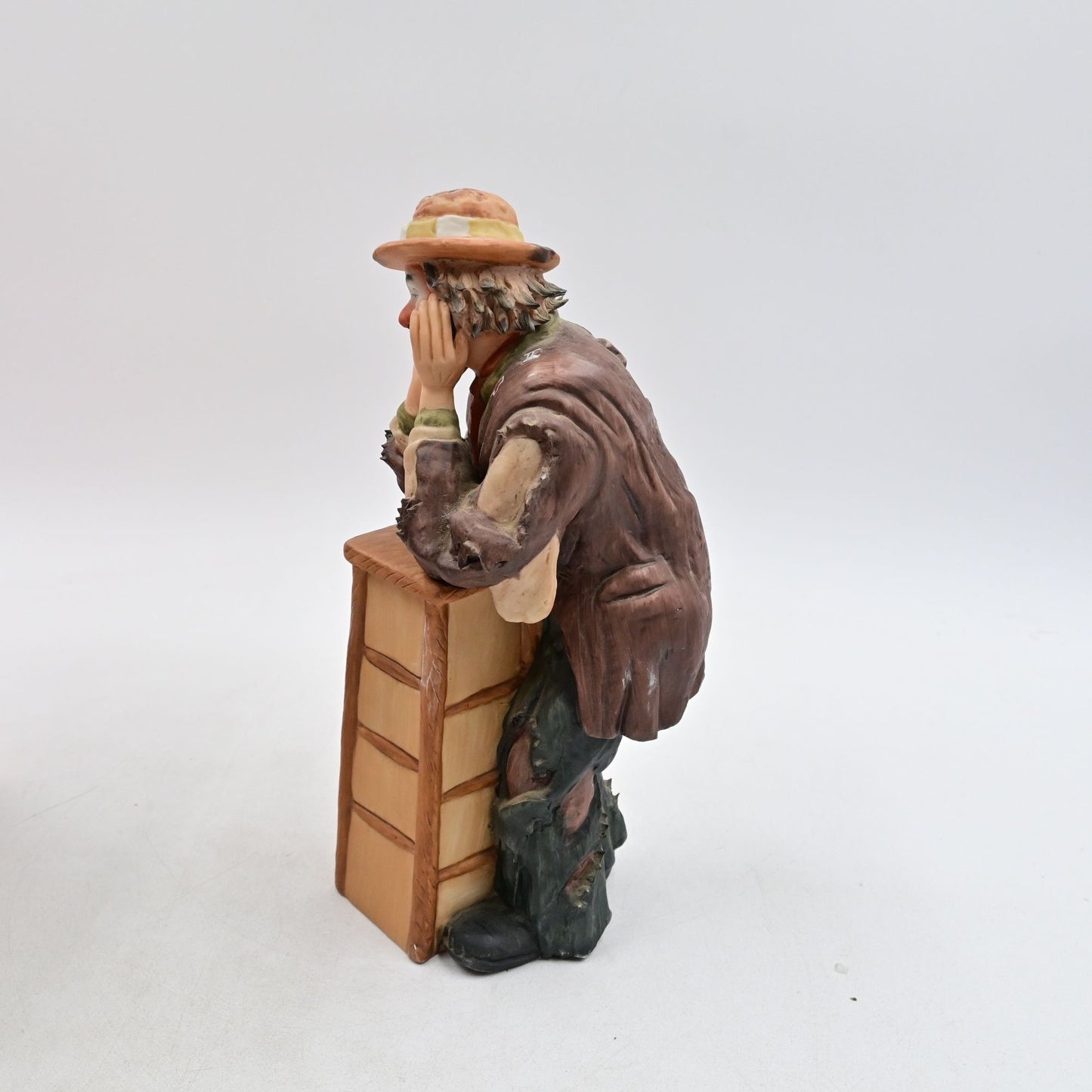Emmett Kelly Jr Flambro Why Me? Clown Resting On Stool Vintage Figure W/ Box