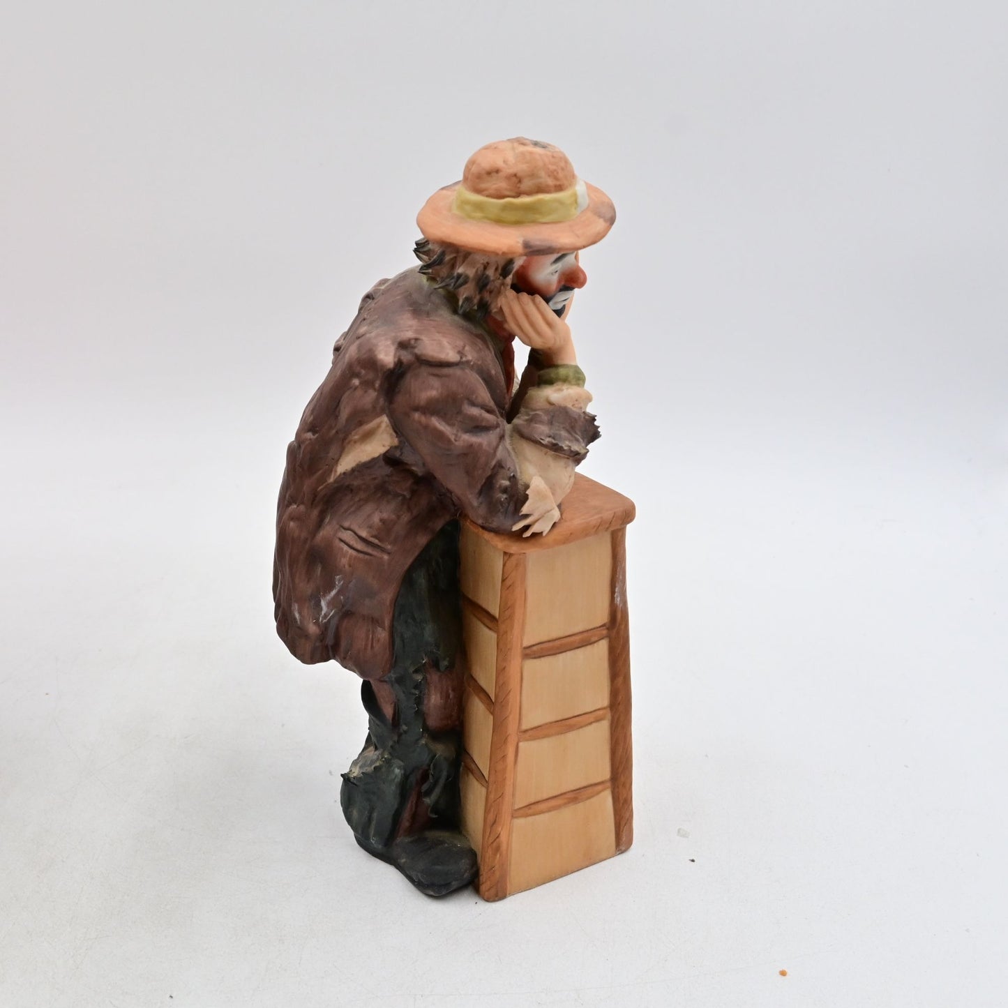 Emmett Kelly Jr Flambro Why Me? Clown Resting On Stool Vintage Figure W/ Box