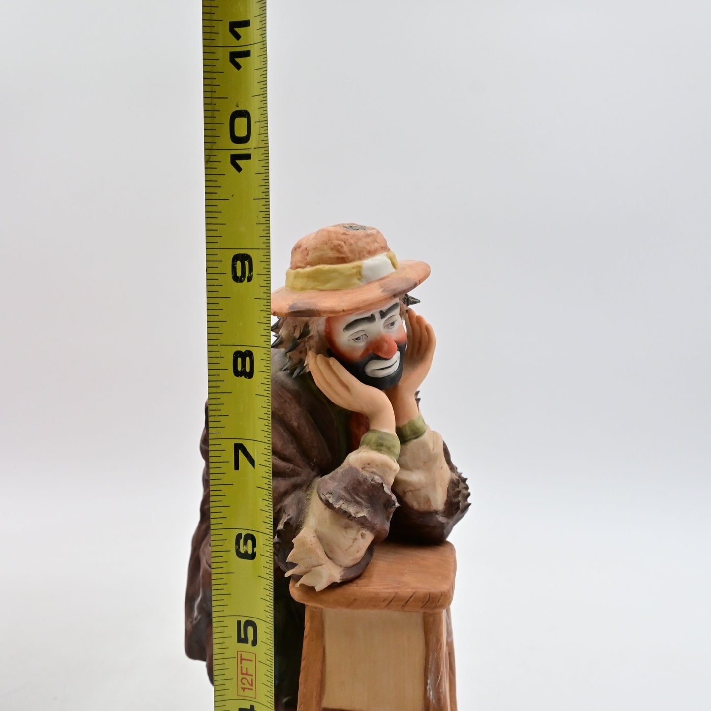 Emmett Kelly Jr Flambro Why Me? Clown Resting On Stool Vintage Figure W/ Box