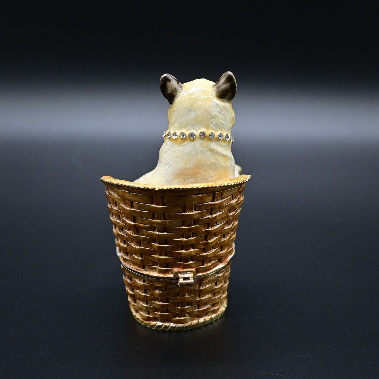 Vintage Himalayan Cat Enamel Bejeweled Trinket Box