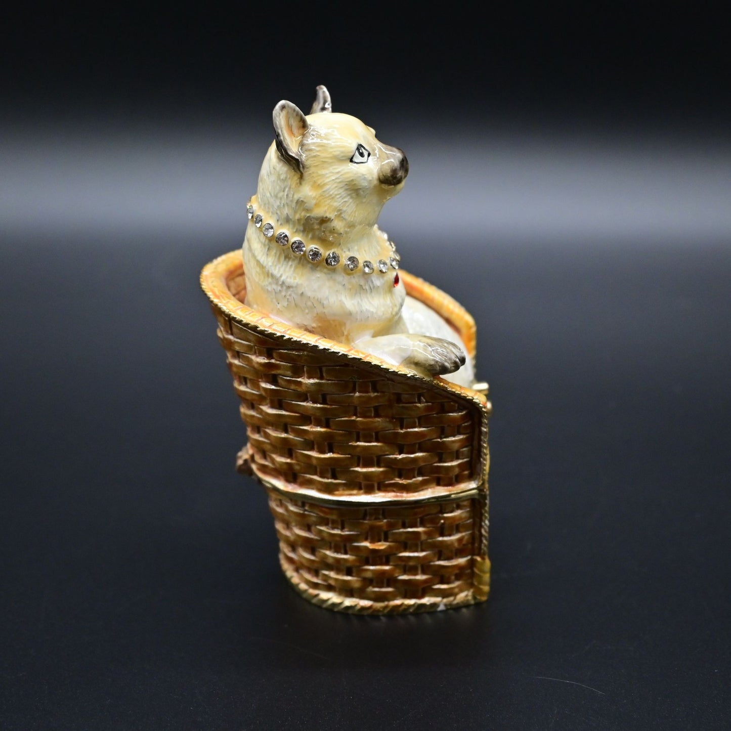 Vintage Himalayan Cat Enamel Bejeweled Trinket Box