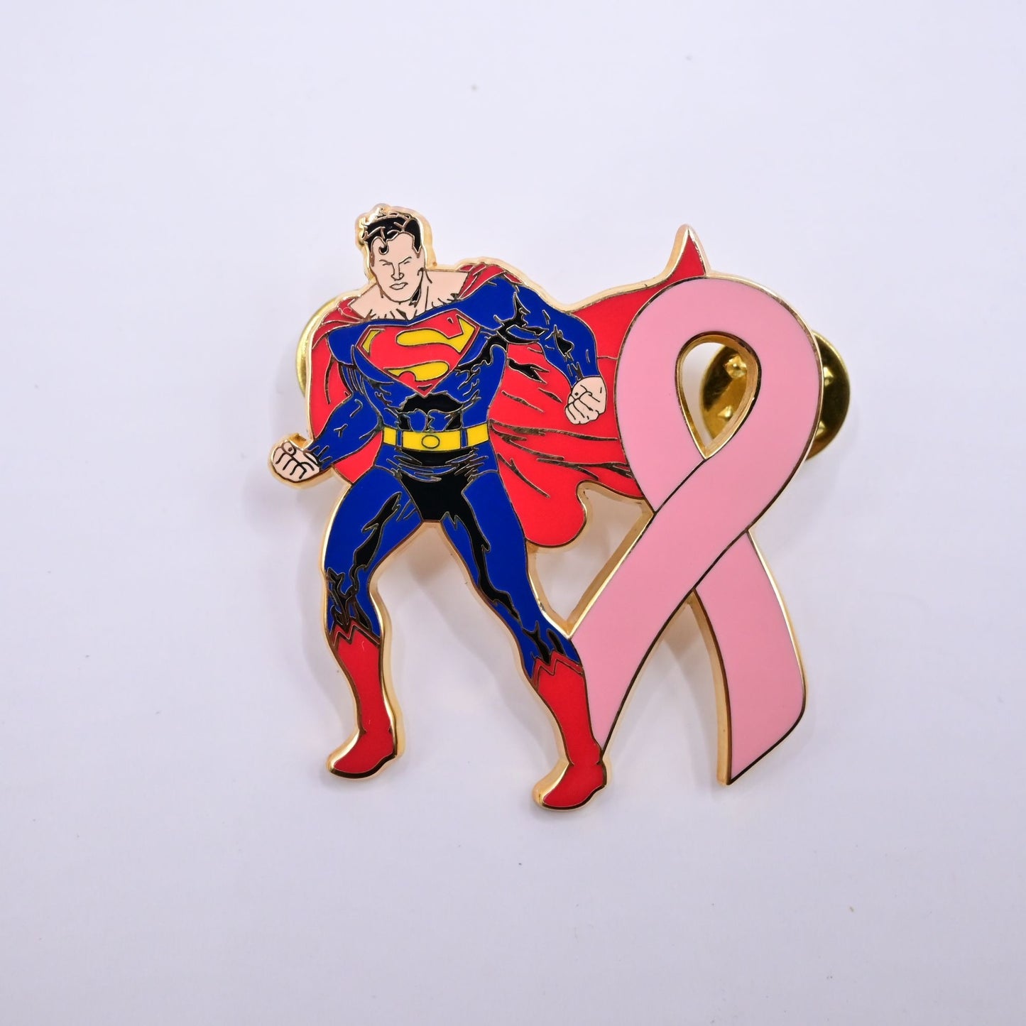 Superman Breast Cancer Awareness Ribbon Fantasy Pin