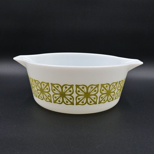 Pyrex Cinderella Cassarole Dish Square Flower Verde Green 2 1/2 Qt No Lid