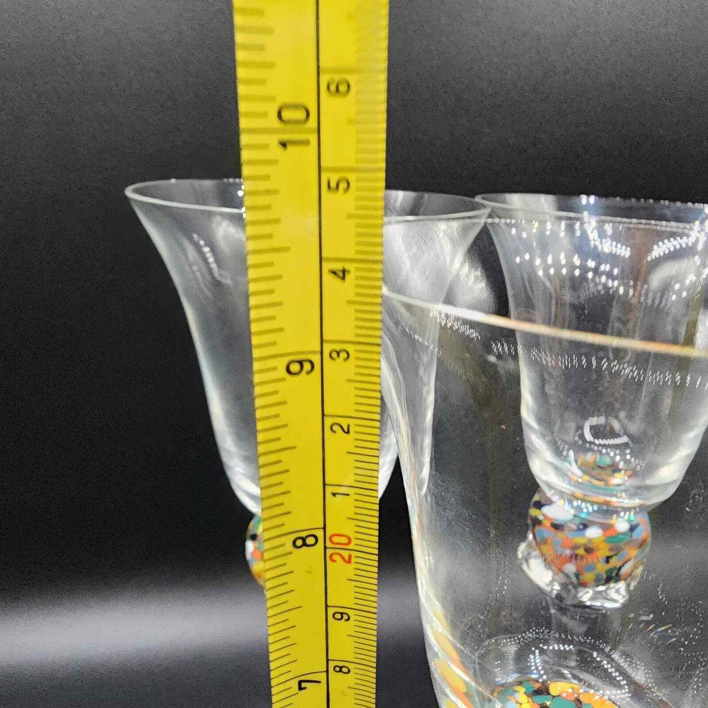 Opus Crystal Millefiori Goblets Stemware Glasses Set OF 3