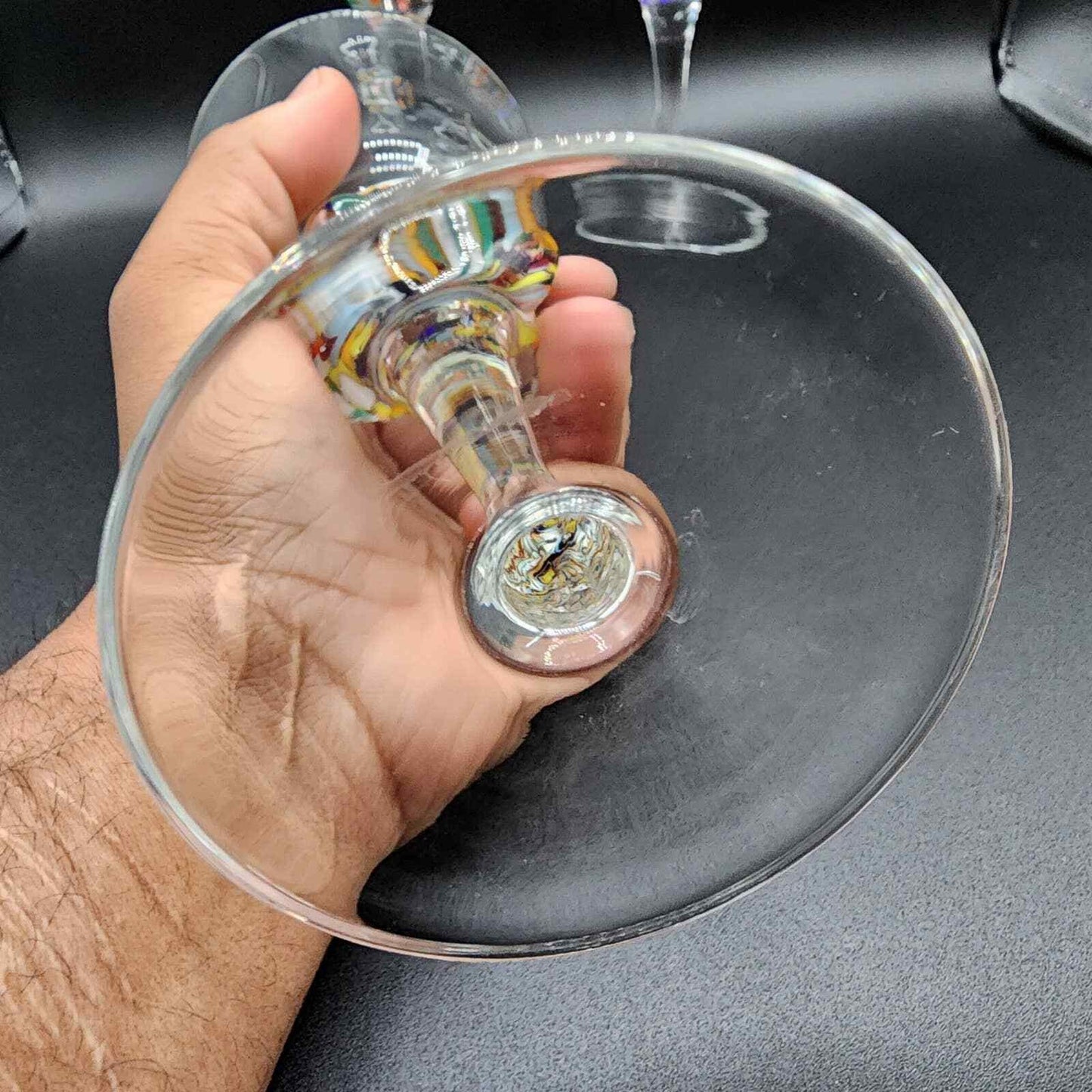 Opus Crystal Millefiori Goblets Stemware Glasses Set OF 3