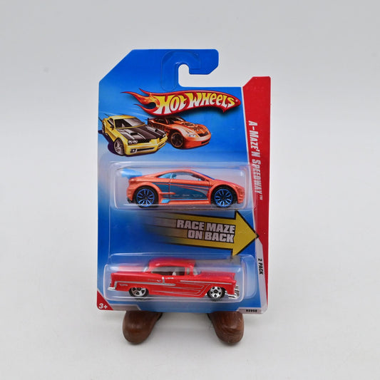 Hot Wheels A-Maze N Speedway 2-Pack Asphalt Assault & '55 Chevy Bel Air Die-Cast