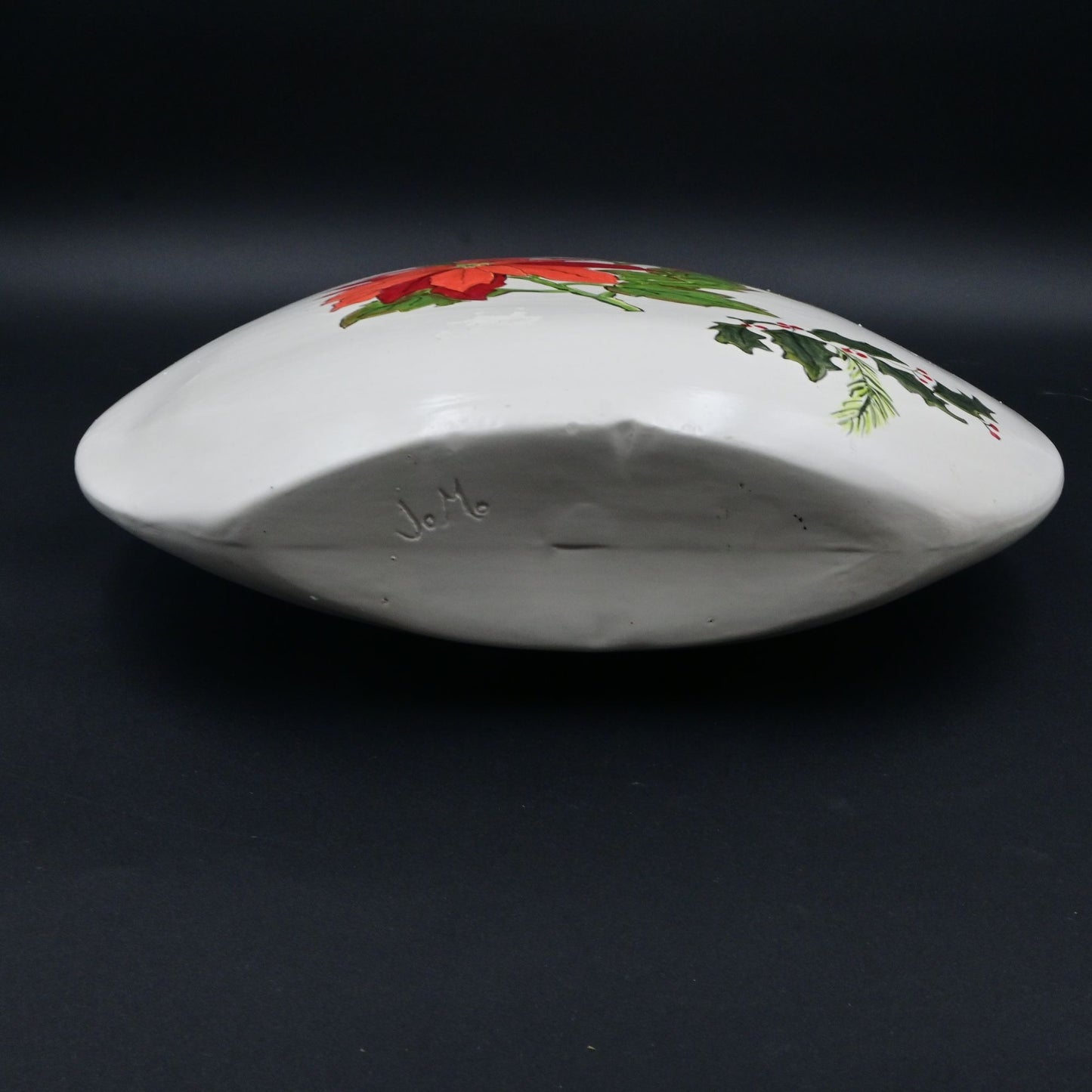 Large Ceramic Vase With Poinsettia & Holly Design By Jomo