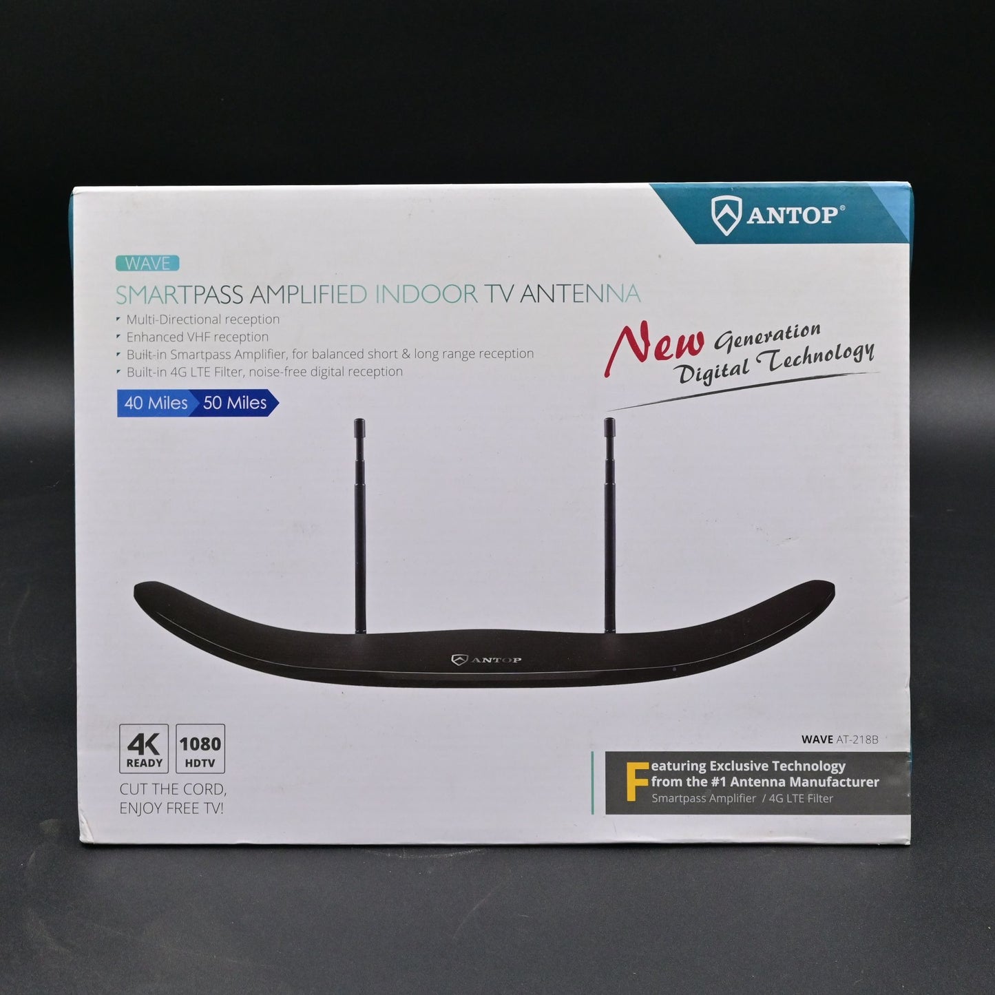 Antop Wave AT-218B Smartpass Amplified Indoor TV Antenna Sealed