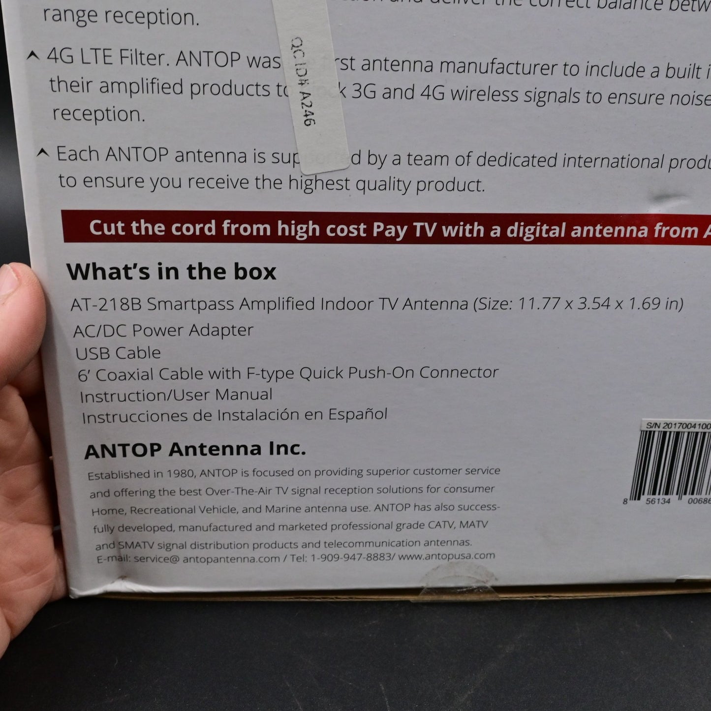 Antop Wave AT-218B Smartpass Amplified Indoor TV Antenna Sealed
