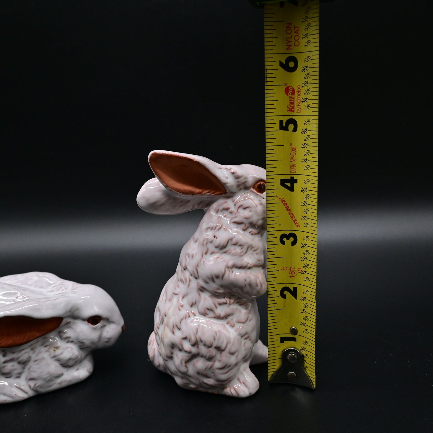 Red Clay Glazed Clay Bunny Rabbit Figurine Marked WIC Pair