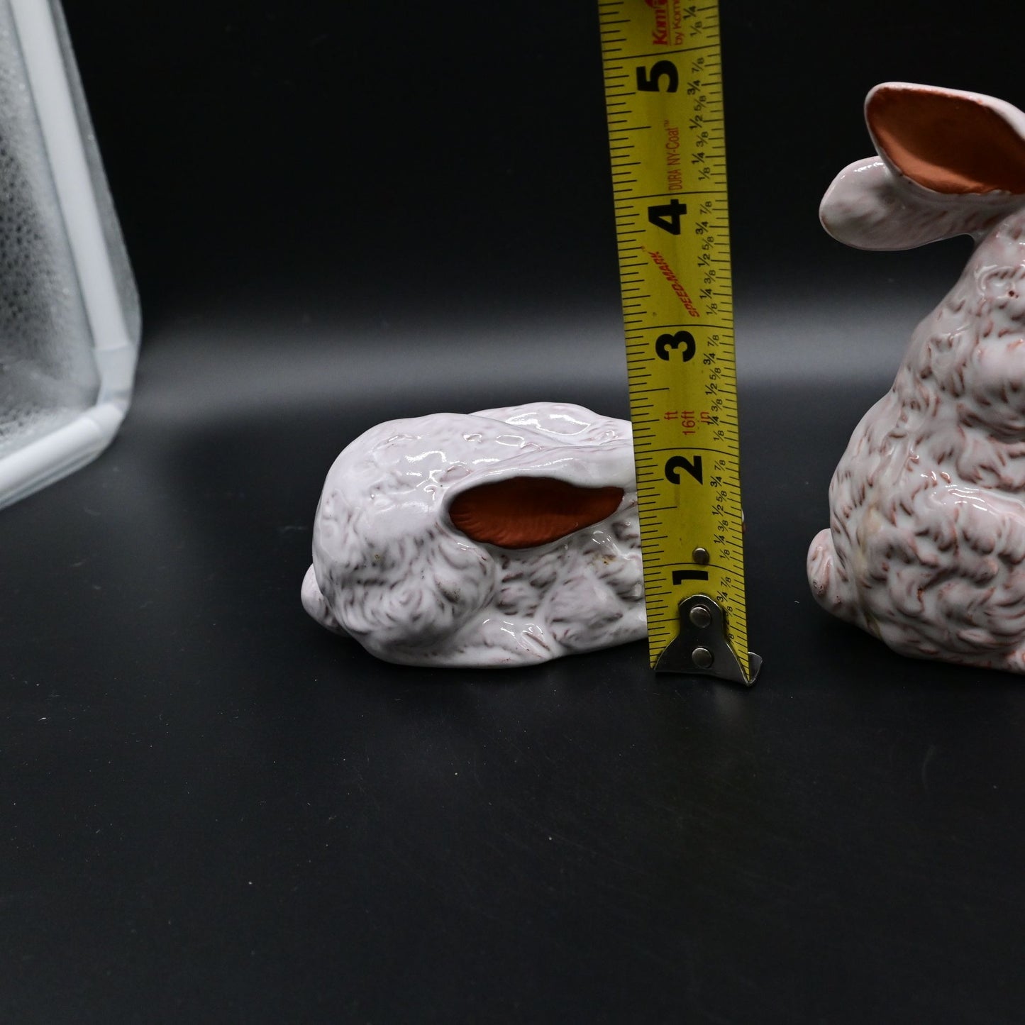 Red Clay Glazed Clay Bunny Rabbit Figurine Marked WIC Pair