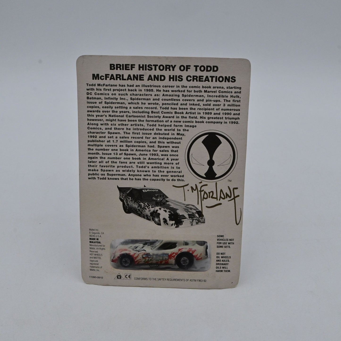 Todd McFarlane Hot Wheel Spawn Mobile Car With Certificate Of Authenticity