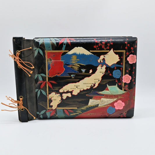 Japanese Black Lacquer Photo Album Vintage