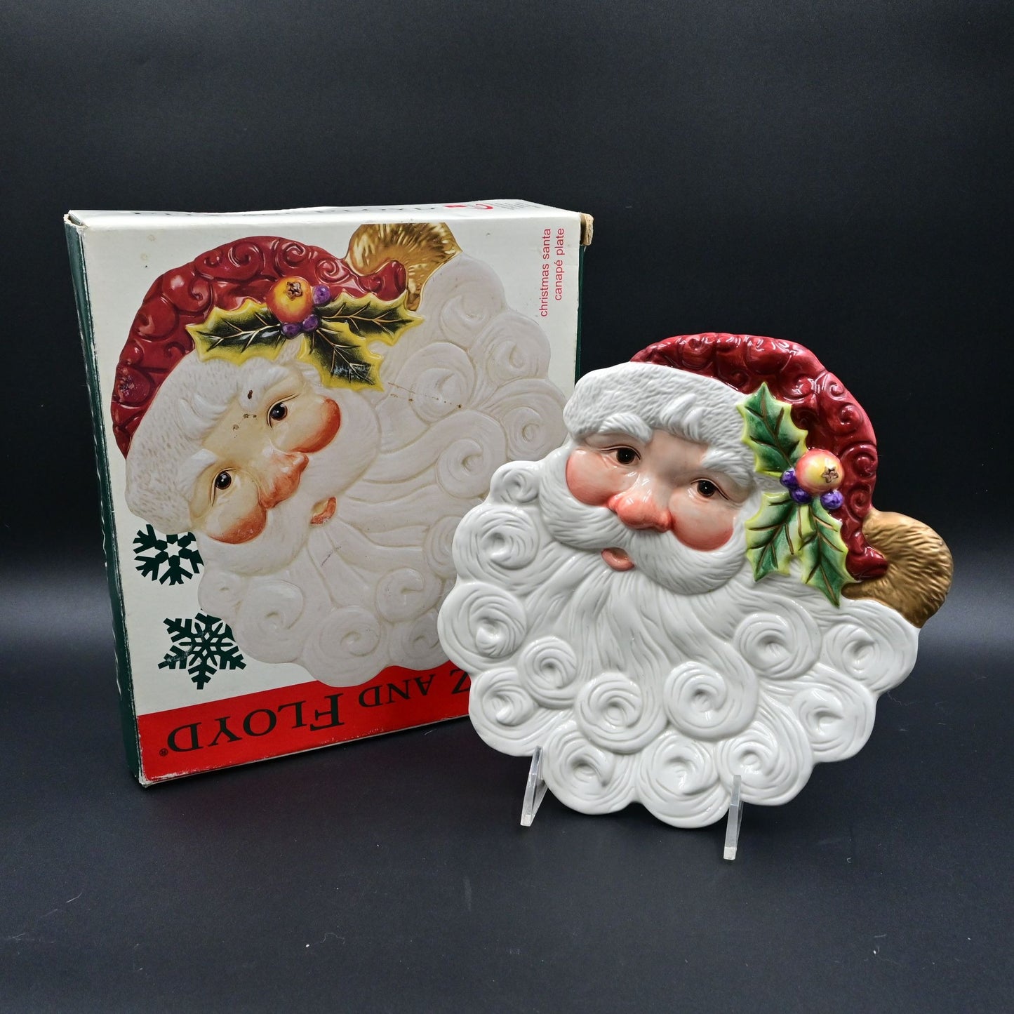 Fitz And Floyd Christmas Santa Canape Plate W/ box Vintage 2003