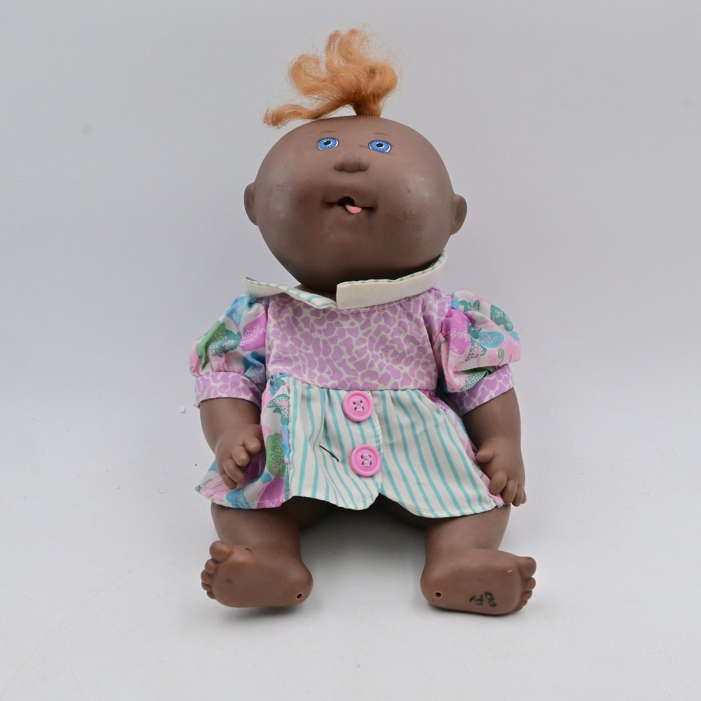 Vintage 1983 Cabbage Patch Doll African American In Floral Dress