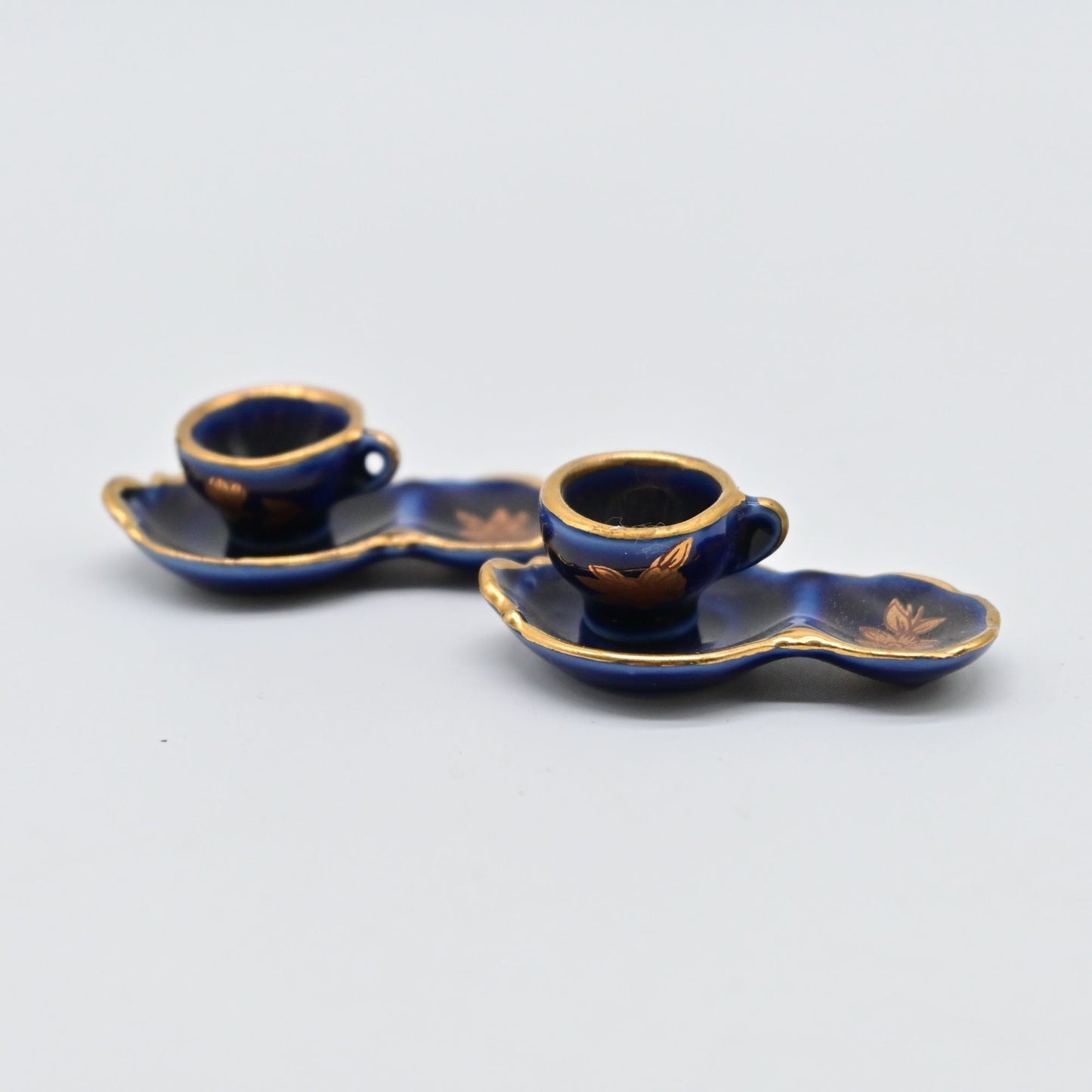 Vintage Limoges Cobalt Blue Tea Cup W/ Snack Saucer Bundle Of 2