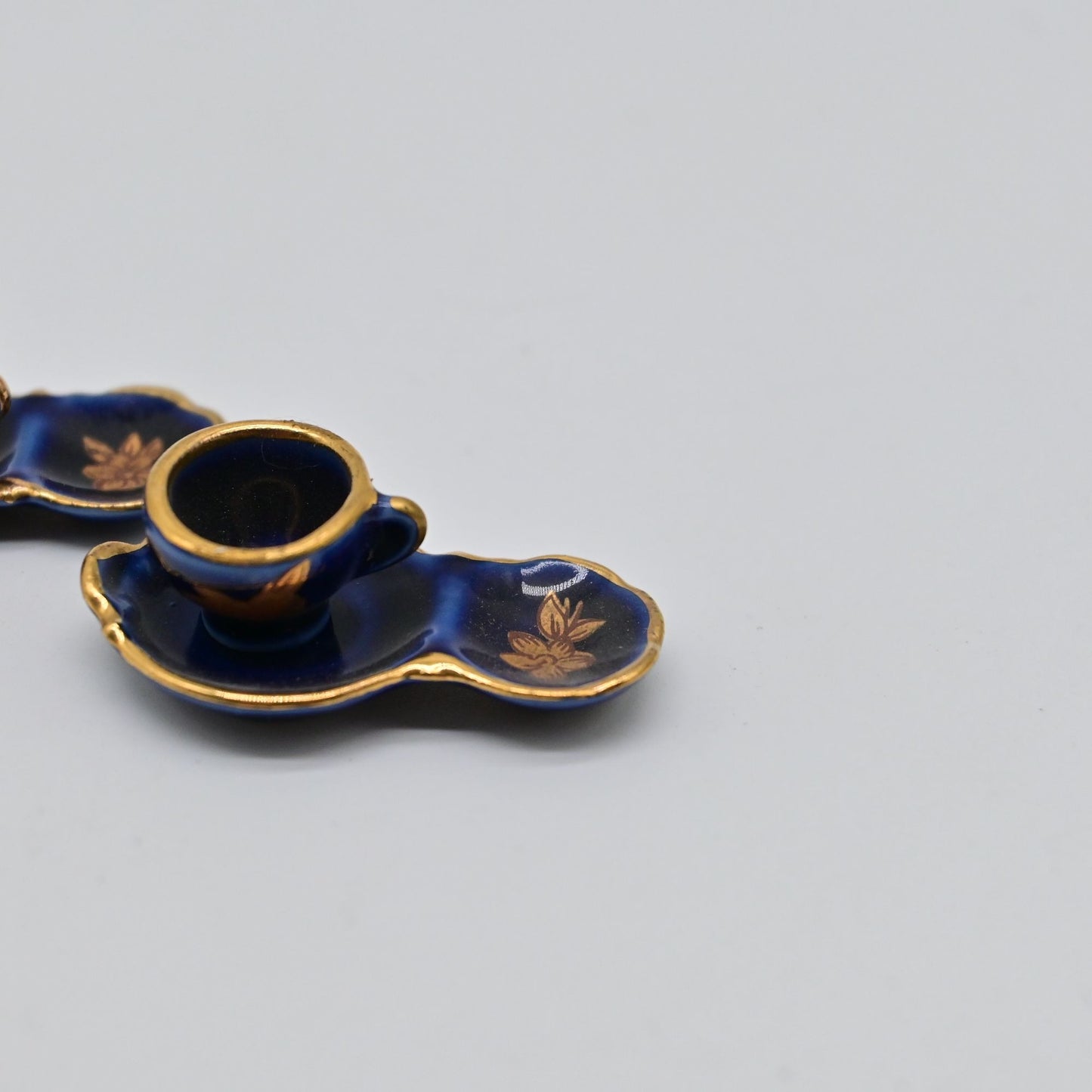 Vintage Limoges Cobalt Blue Tea Cup W/ Snack Saucer Bundle Of 2