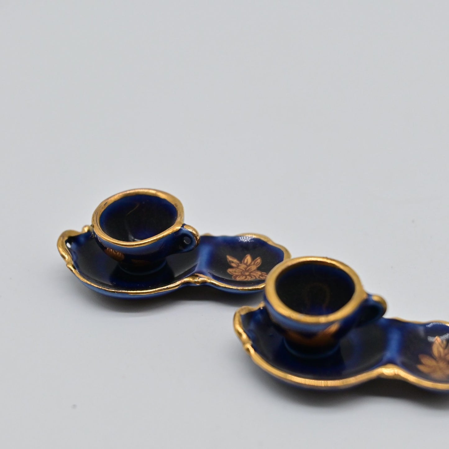 Vintage Limoges Cobalt Blue Tea Cup W/ Snack Saucer Bundle Of 2