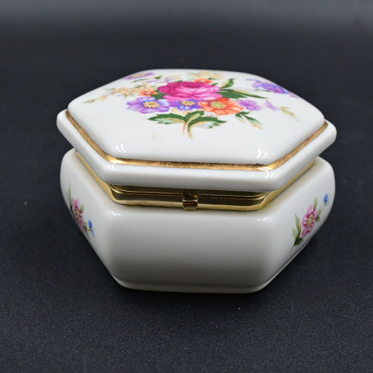 Colibri Music Trinket Jewelry Box White Floral Music Box