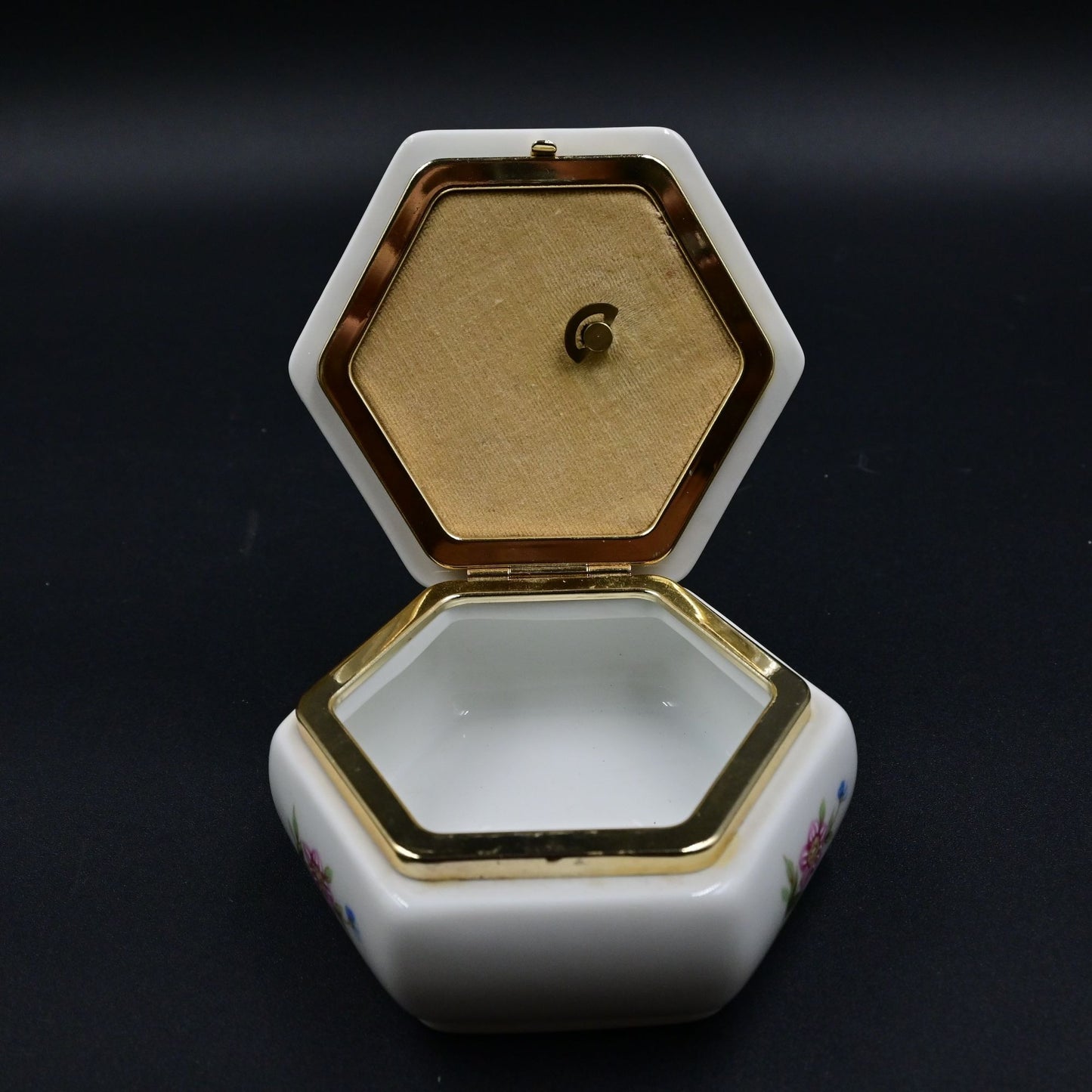 Colibri Music Trinket Jewelry Box White Floral Music Box