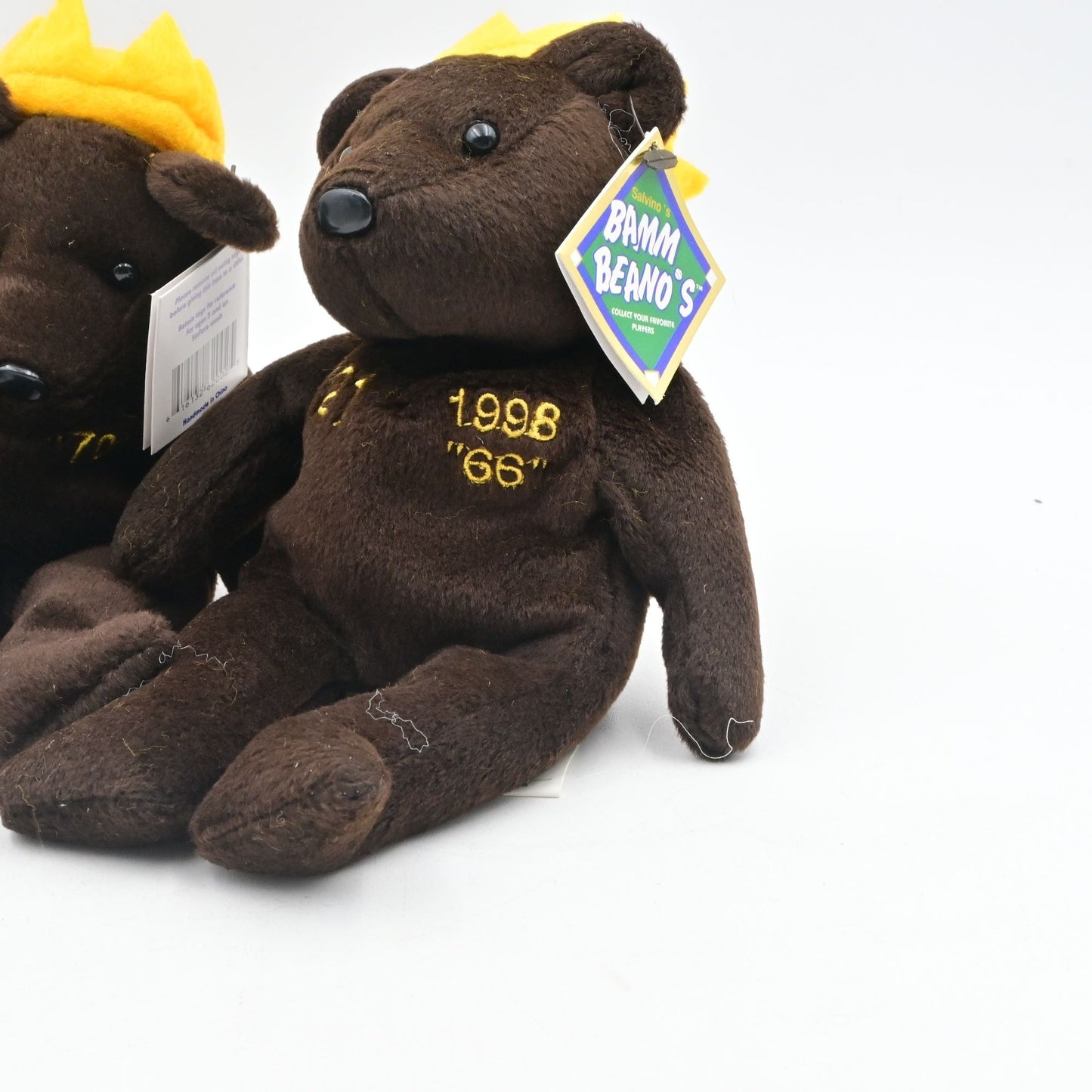 Salvinos Bamm Beanos Plush Bears Sosa, McGwire, Maris, Ruth Set Of 4
