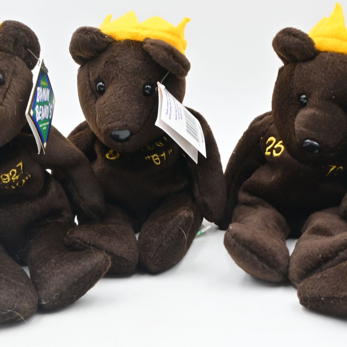 Salvinos Bamm Beanos Plush Bears Sosa, McGwire, Maris, Ruth Set Of 4