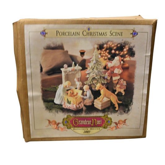 Granduer Noel Christmas Scene Porcelain 9 Pieces Vintage 2001