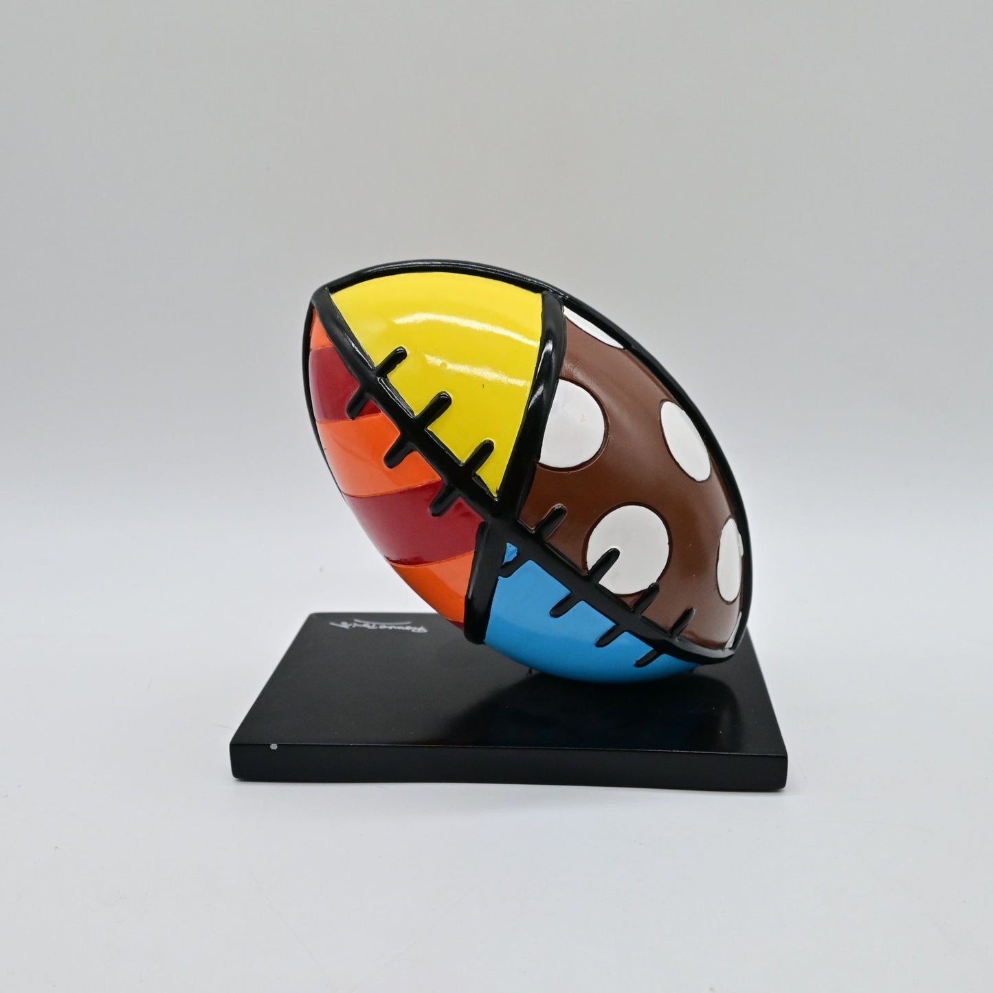 Romero Britto Football Art Sculpture On Black Base