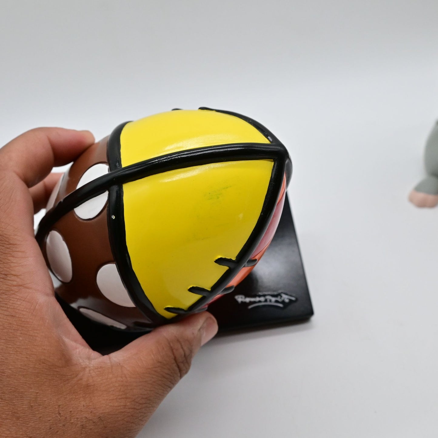 Romero Britto Football Art Sculpture On Black Base