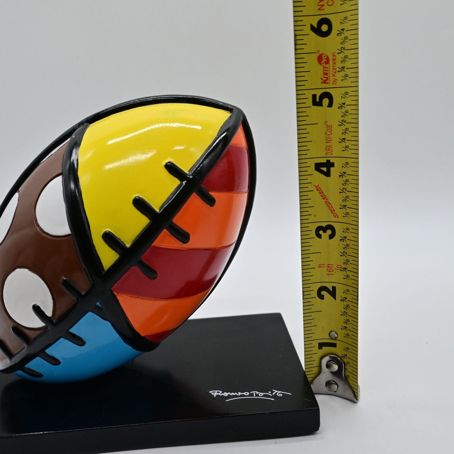 Romero Britto Football Art Sculpture On Black Base