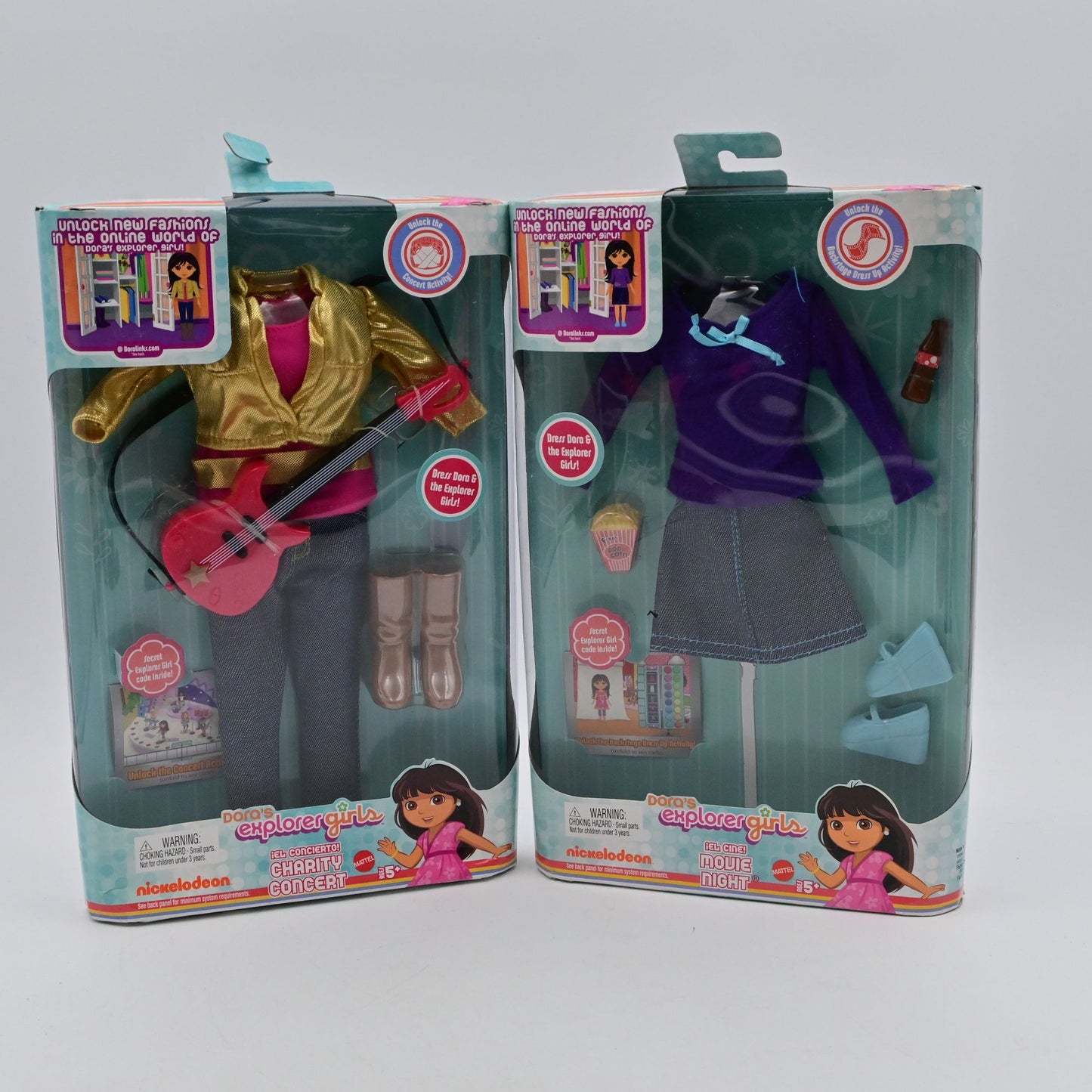 Dora's Explorer Girls Outfits Charity Concert & Movie Night Bundle By Mattel