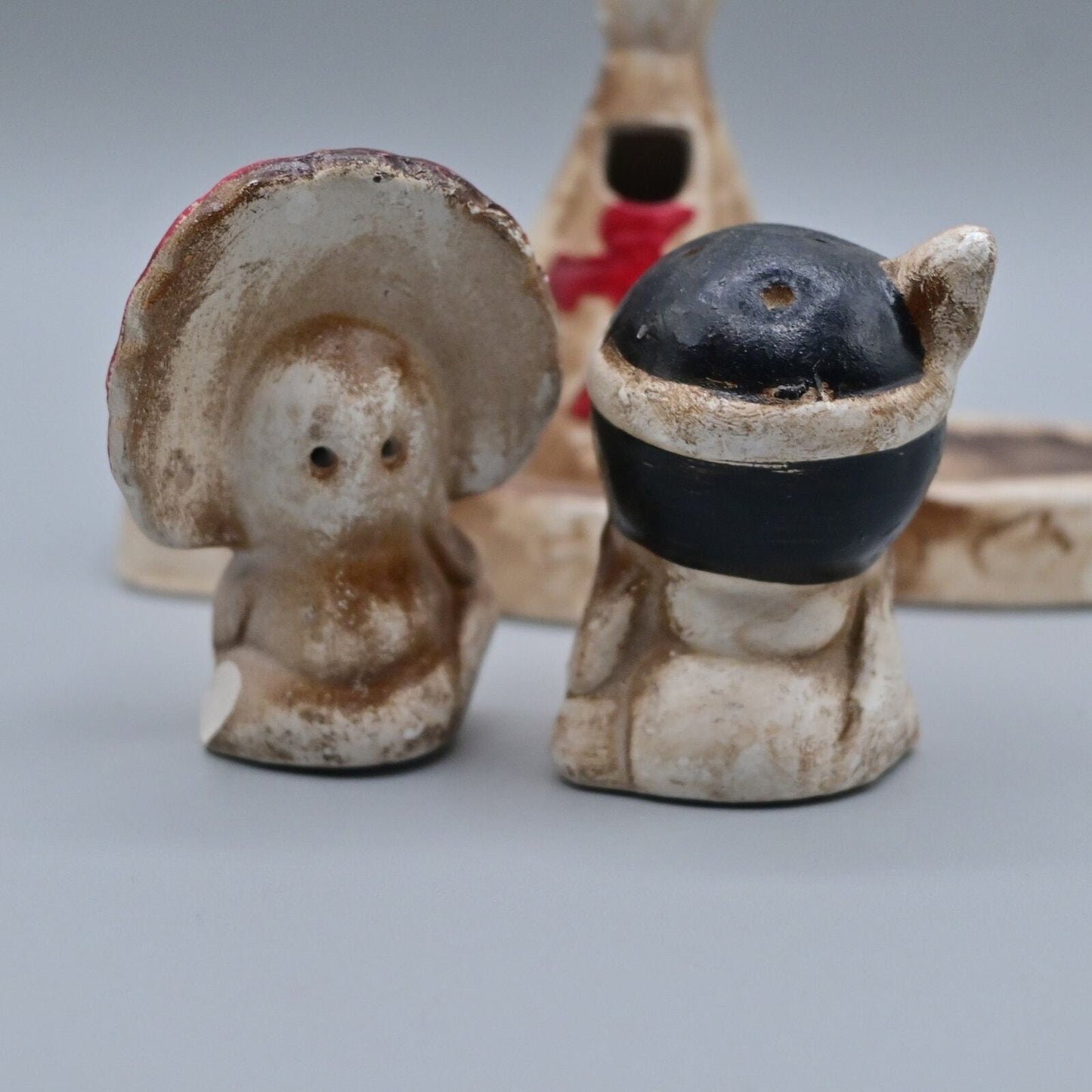 Vintage Native American Children With Teepee Salt and Pepper Shakers