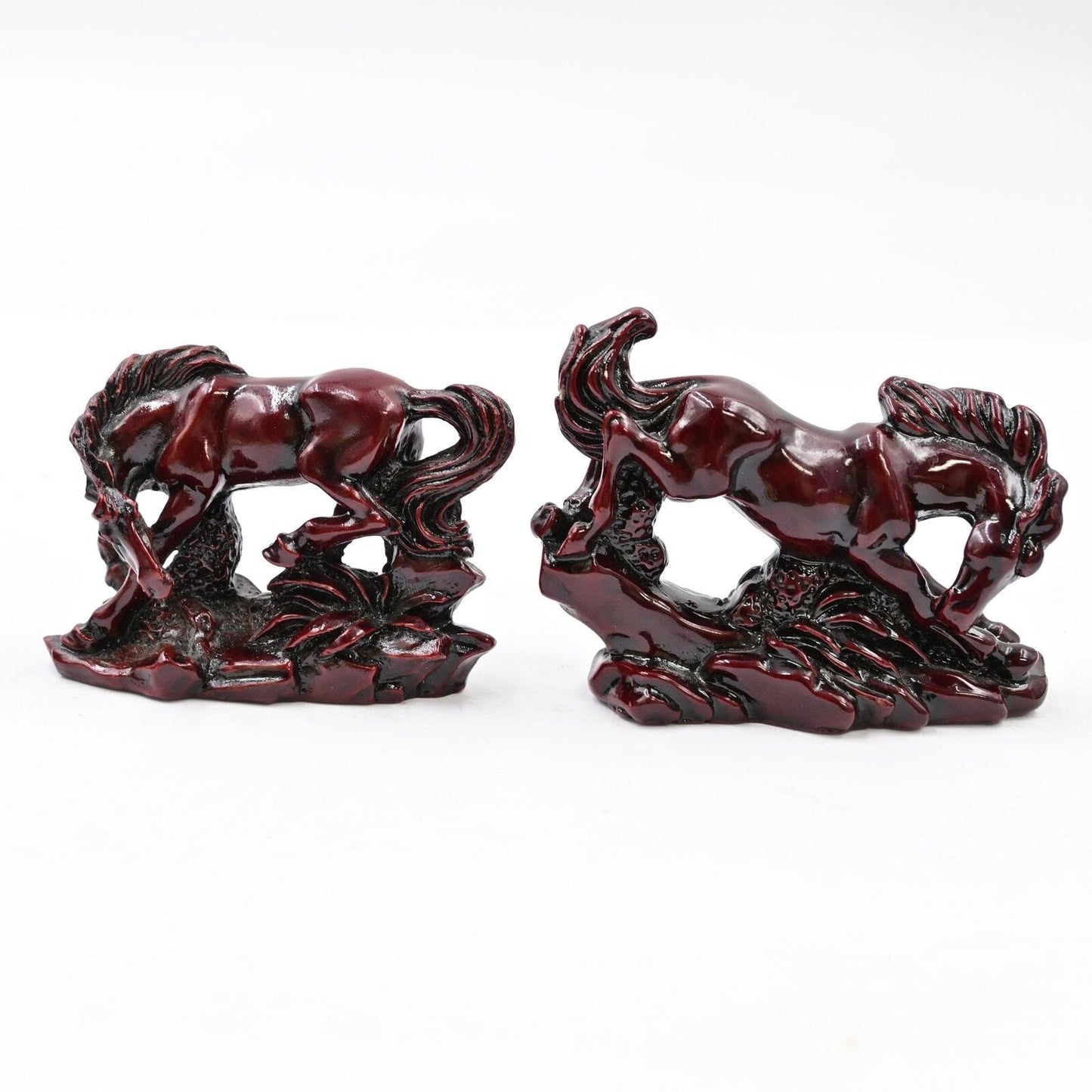 Vintage Red Resin Horse Figures Bundle Of 2