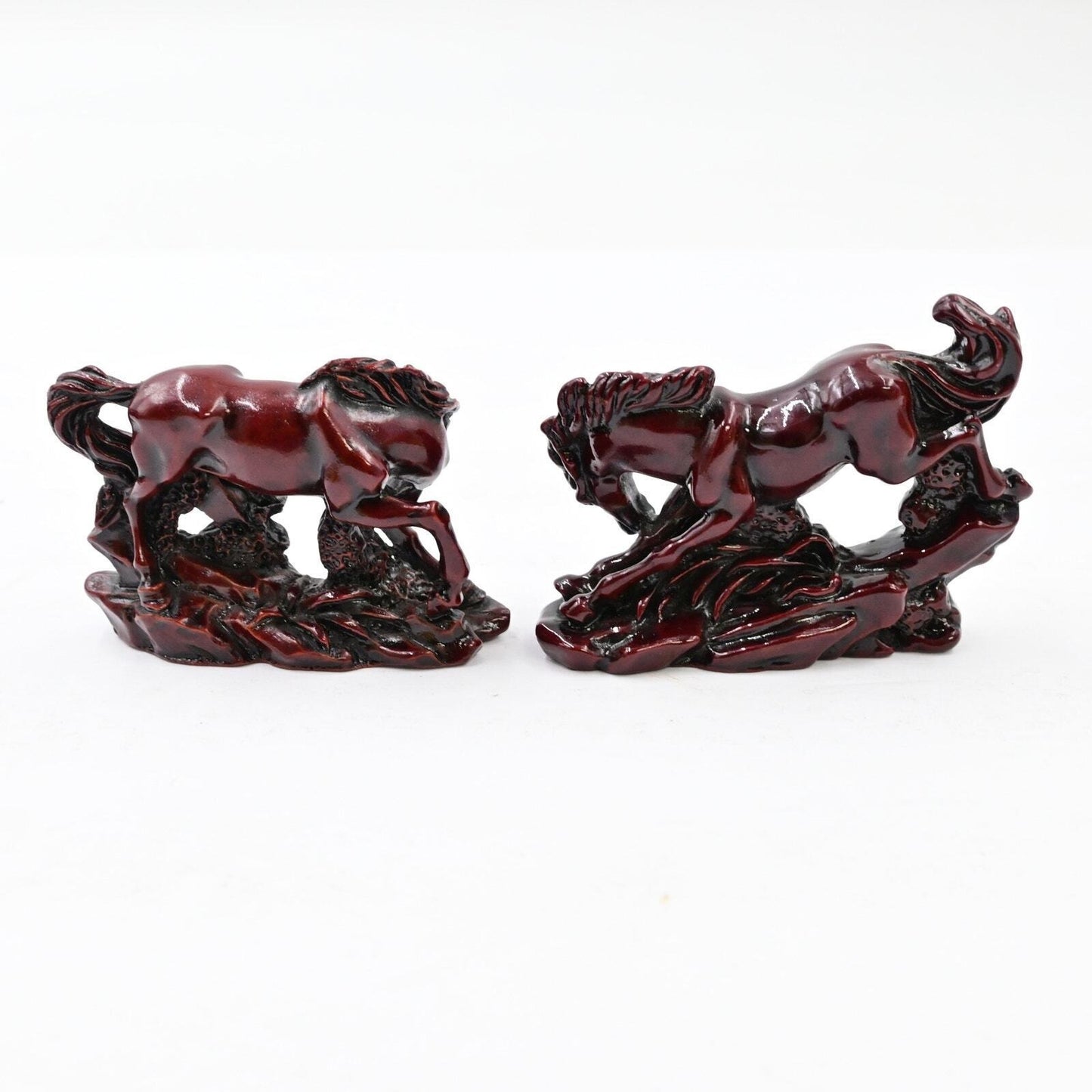 Vintage Red Resin Horse Figures Bundle Of 2