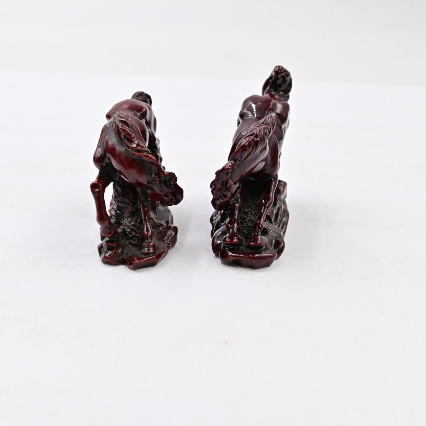 Vintage Red Resin Horse Figures Bundle Of 2