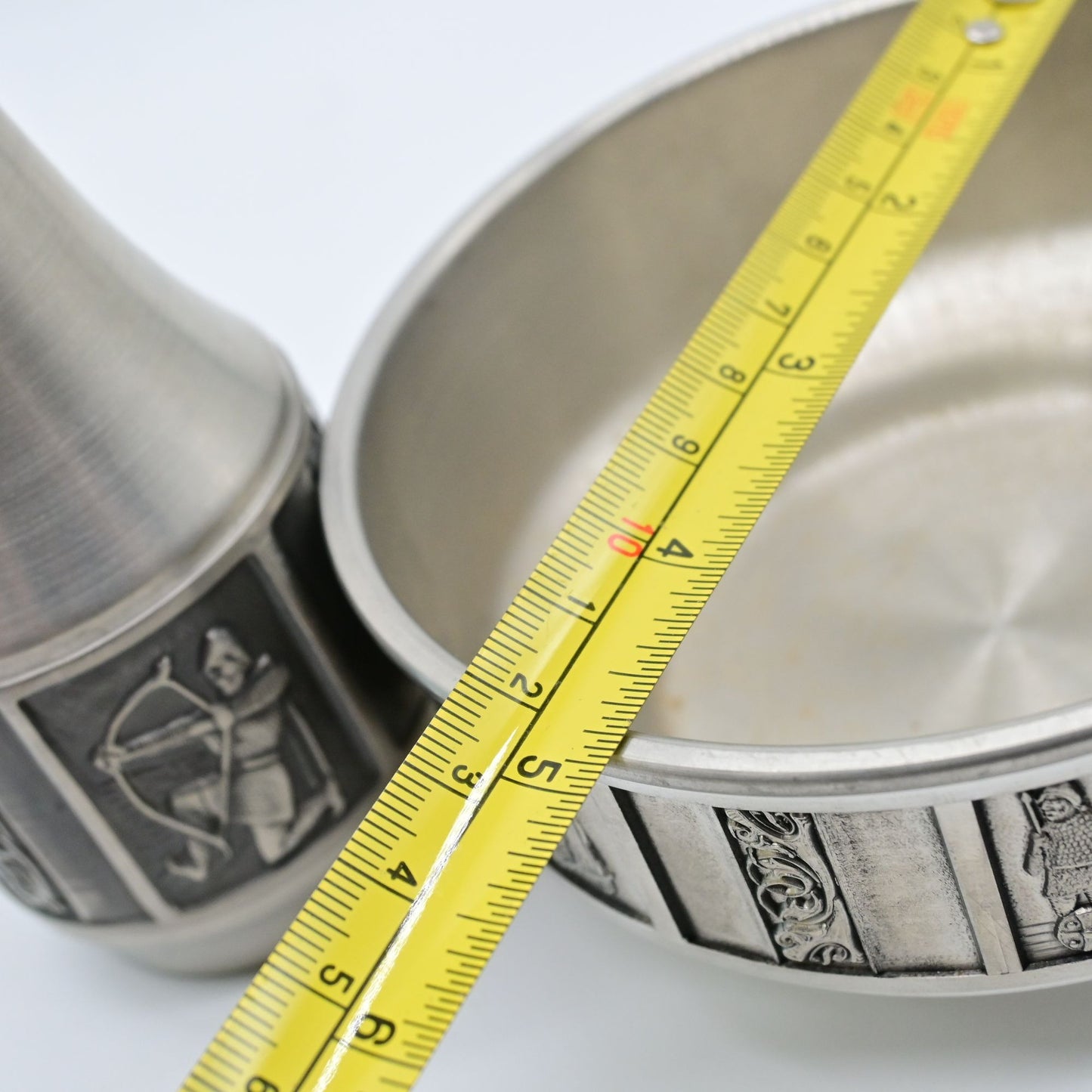Vintage Konge Pewter Bowl & Vase With Viking Scenes