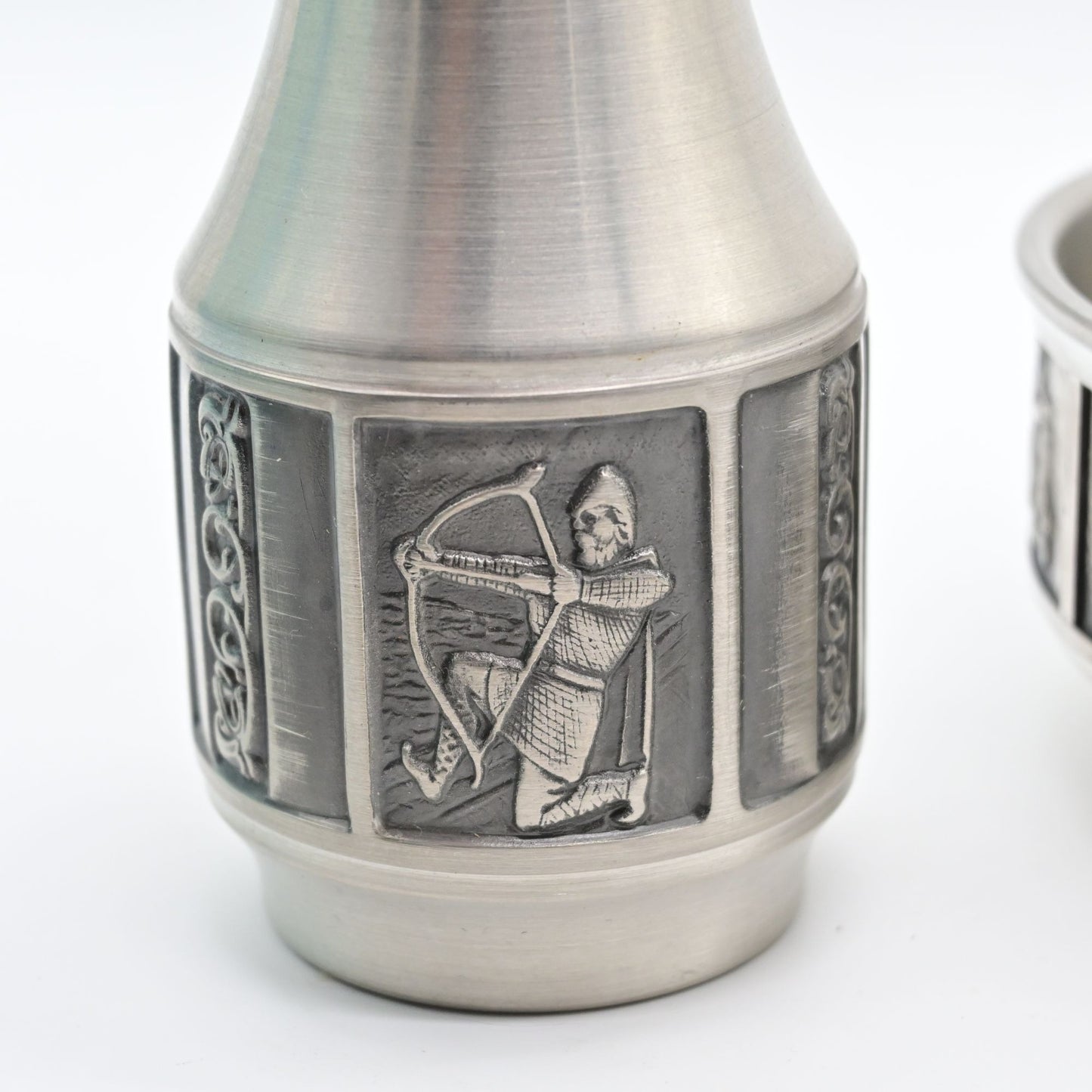 Vintage Konge Pewter Bowl & Vase With Viking Scenes
