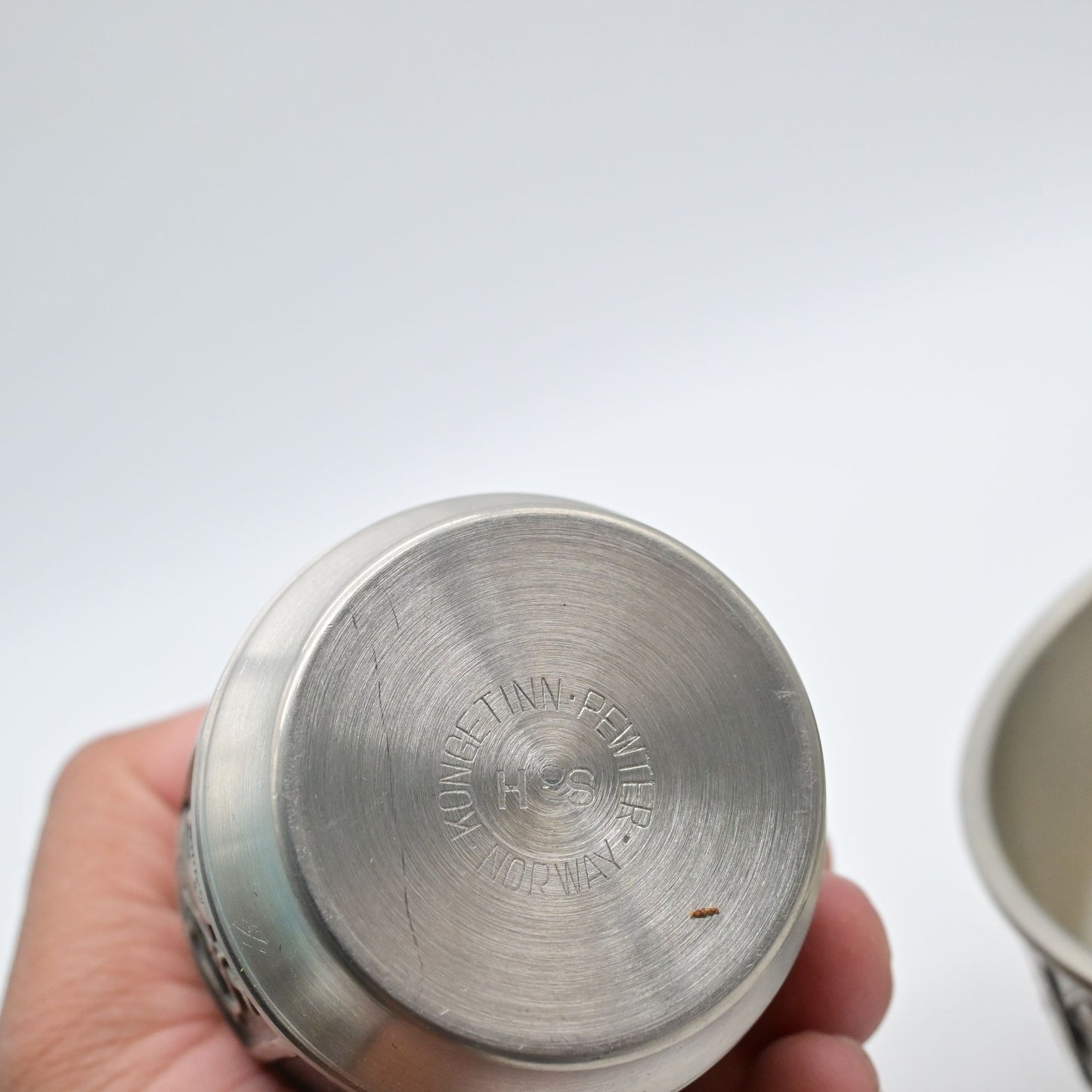 Vintage Konge Pewter Bowl & Vase With Viking Scenes