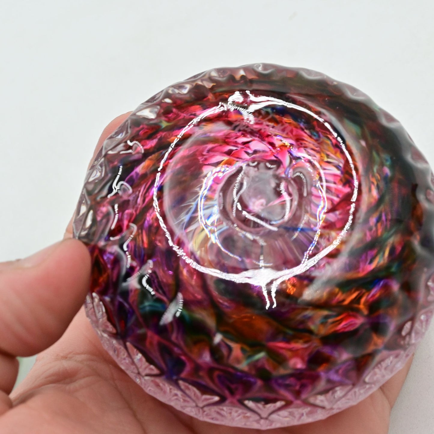 Pink Diamond Cut Paperweight Signed By Artist 2007