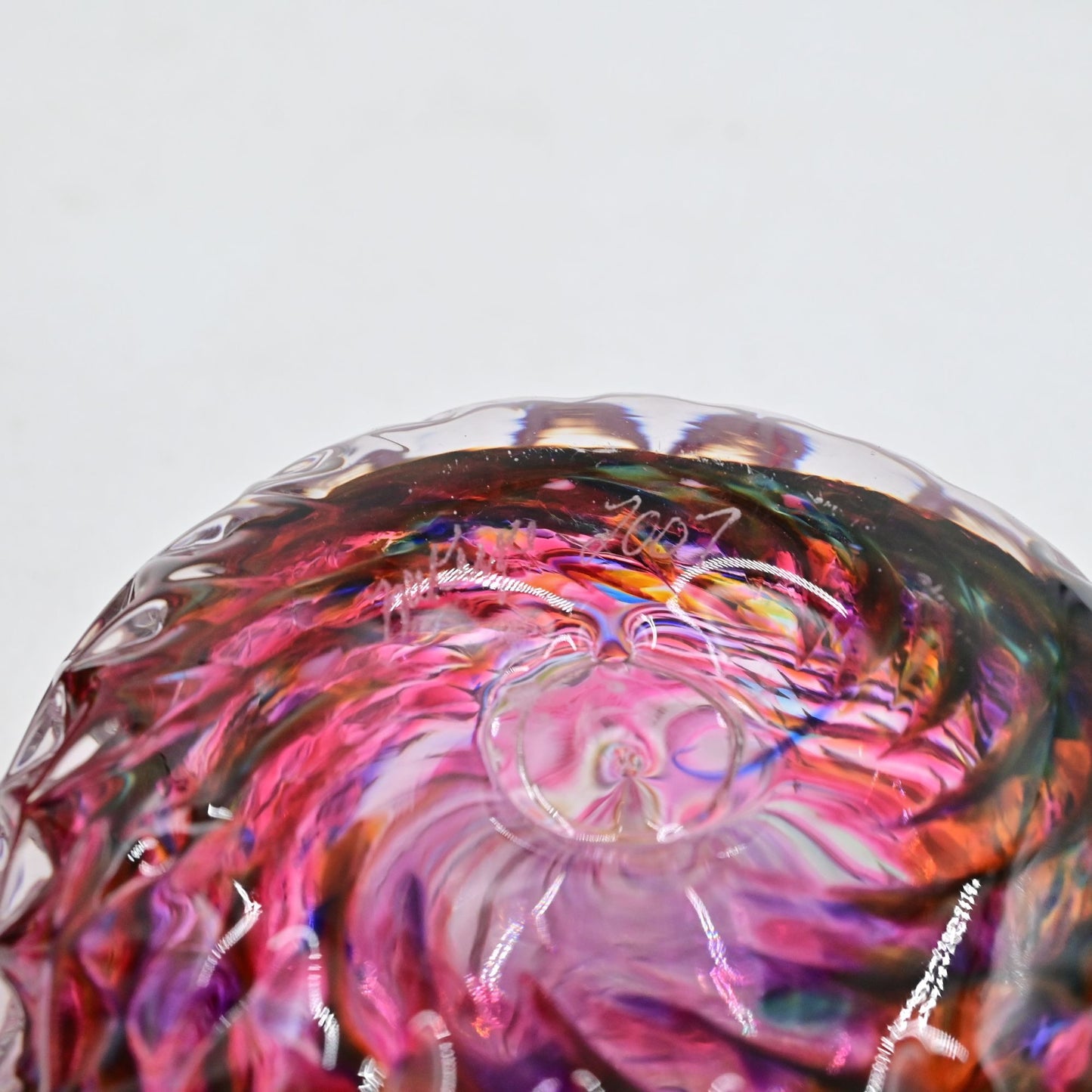 Pink Diamond Cut Paperweight Signed By Artist 2007