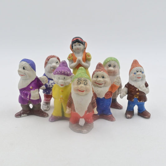 Disney Snow White Seven Dwarfs Bisque Figurines Complete Vintage 1930's