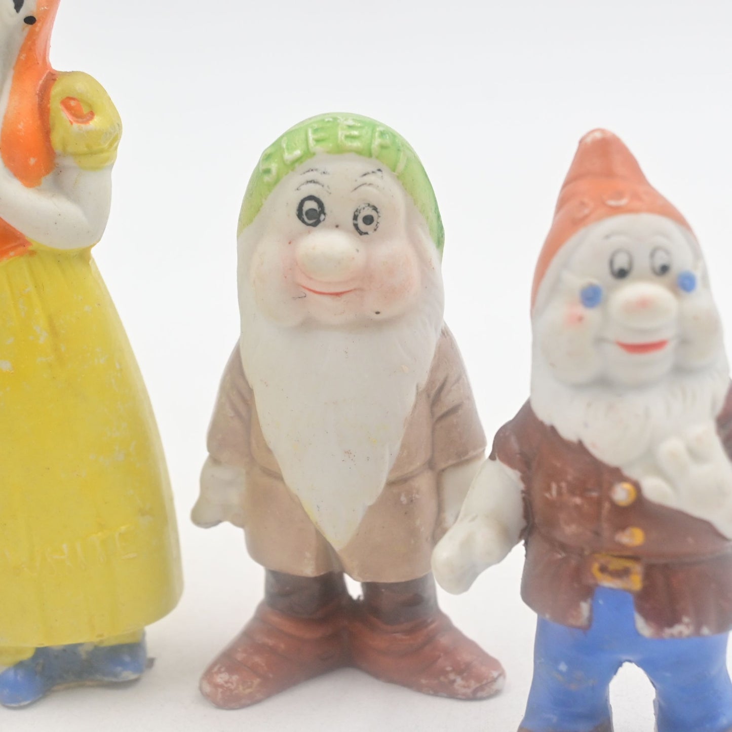 Disney Snow White Seven Dwarfs Bisque Figurines Complete Vintage 1930's