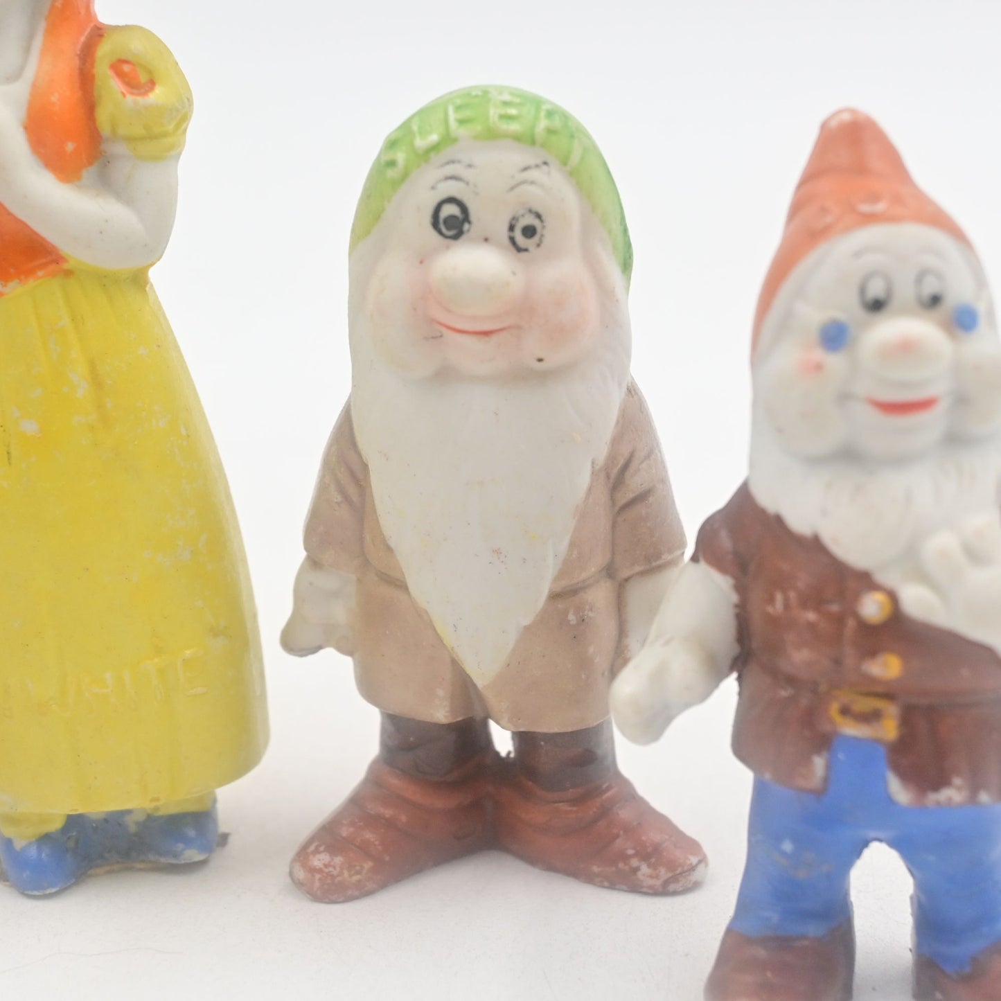 Disney Snow White Seven Dwarfs Bisque Figurines Complete Vintage 1930's