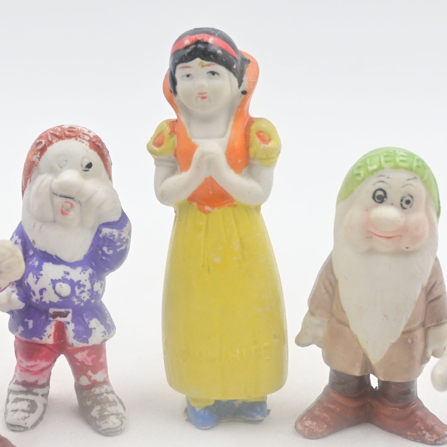 Disney Snow White Seven Dwarfs Bisque Figurines Complete Vintage 1930's
