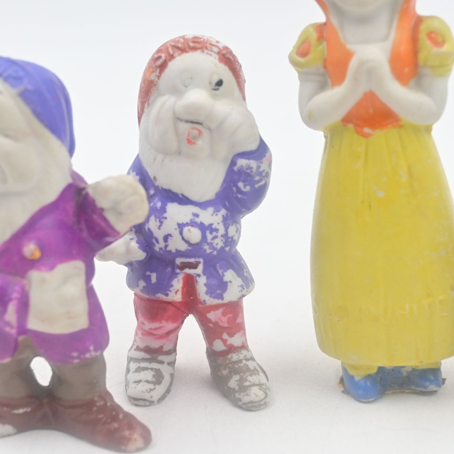 Disney Snow White Seven Dwarfs Bisque Figurines Complete Vintage 1930's