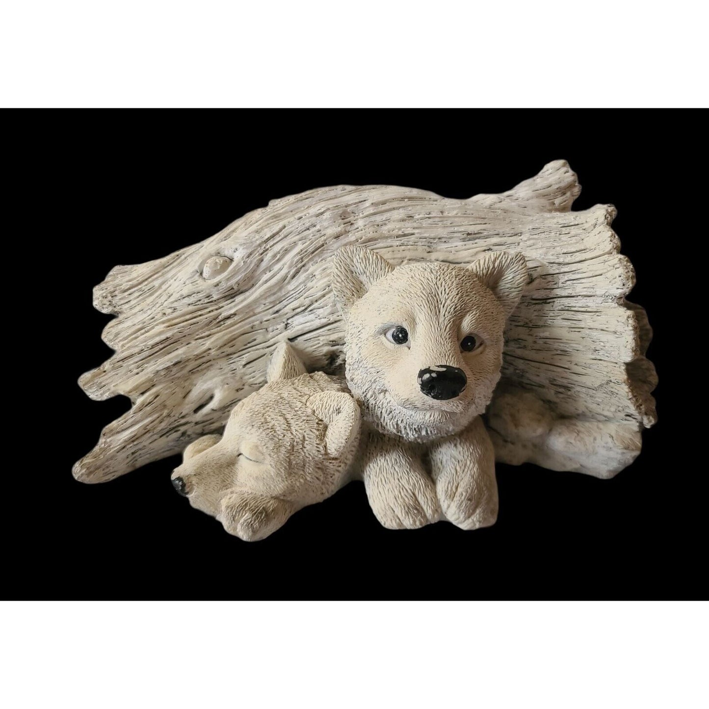 Wolf pups under a log Outdoor decor