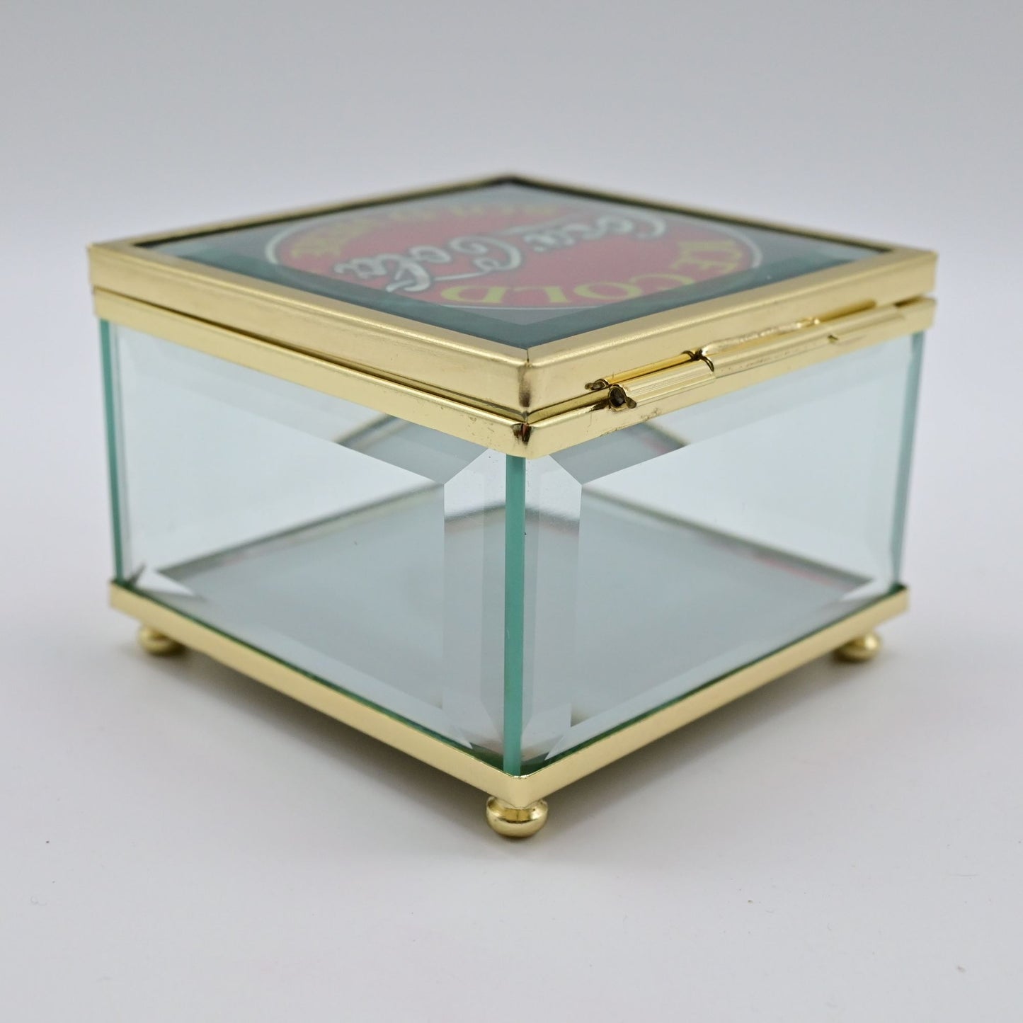 Coca-Cola Glass Trinket Box With Gold Frame